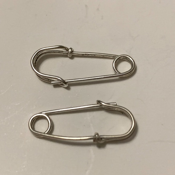 Sterling Silver Safety Pin Earrings, Artisan Crafted - Picture 4 of 6